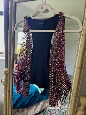Maroon Beaded Vest